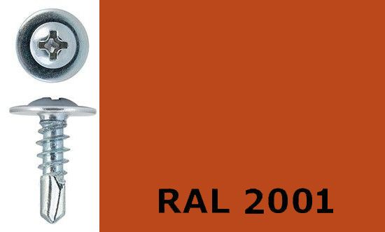 Саморез-клоп с буром 4,2х13 окрашенный, RAL 2001 (красно-оранжевый) - фото